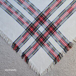 Large Woven Wool Triangle Scarf Shawl Plaid Rondina